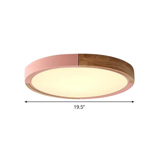 Circular Macaron Led Flush Mount Ceiling Light In 3 Colors And 2 Options 16/19.5 Wide