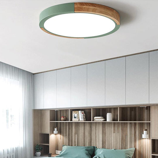 Circular Macaron LED Flush Mount Ceiling Light in 3 Colors and 2 Light Options, 16"/19.5" Wide