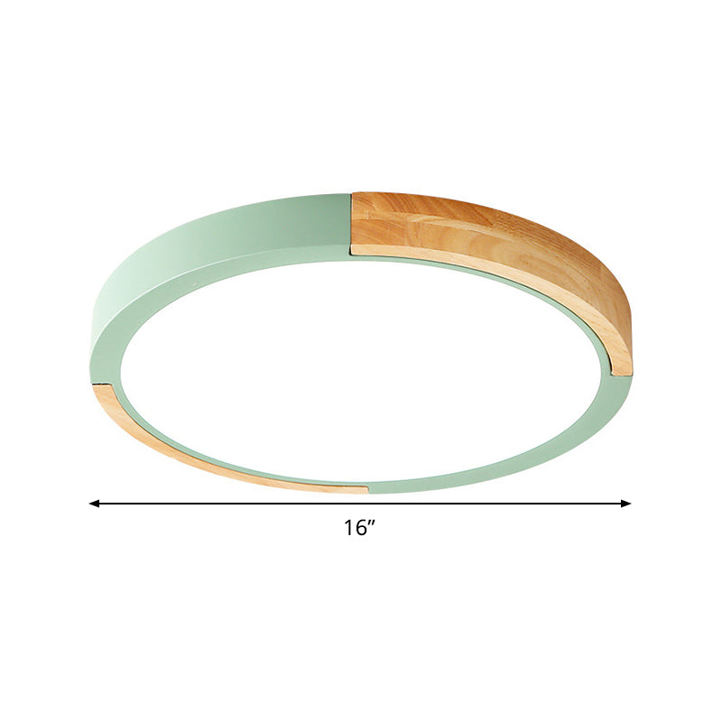 Circular Macaron Led Flush Mount Ceiling Light In 3 Colors And 2 Options 16/19.5 Wide