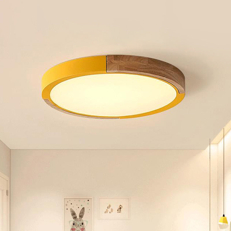 Circular Macaron Led Flush Mount Ceiling Light In 3 Colors And 2 Options 16/19.5 Wide Yellow / 16