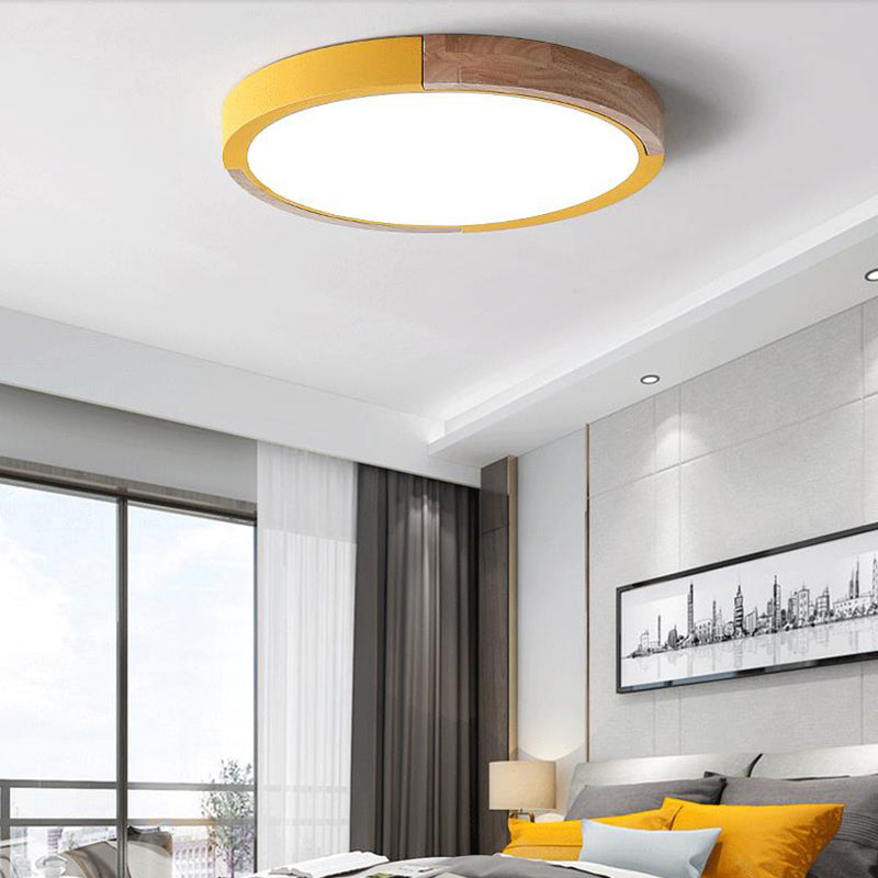 Circular Macaron LED Flush Mount Ceiling Light in 3 Colors and 2 Light Options, 16"/19.5" Wide