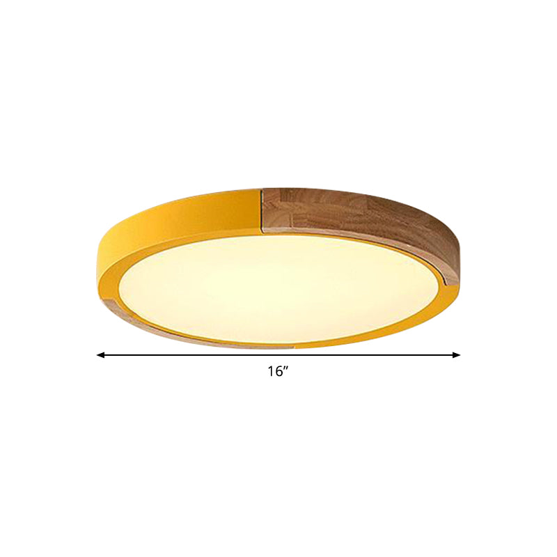 Circular Macaron LED Flush Mount Ceiling Light in 3 Colors and 2 Light Options, 16"/19.5" Wide