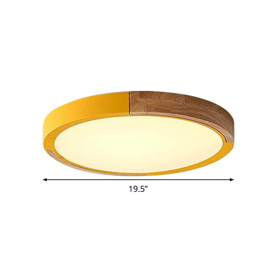 Circular Macaron LED Flush Mount Ceiling Light in 3 Colors and 2 Light Options, 16"/19.5" Wide