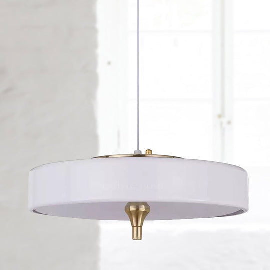 Modern Drum Chandelier Light Blue/White/Black Metal - 3-Light Dining Room Hanging Fixture