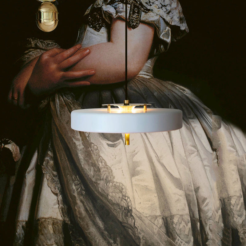 Modern Drum Chandelier Light Blue/White/Black Metal - 3-Light Dining Room Hanging Fixture