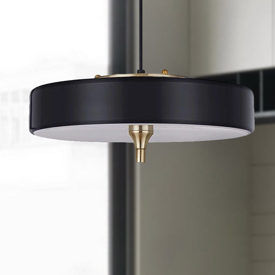 Modern Drum Chandelier Light Blue/White/Black Metal - 3-Light Dining Room Hanging Fixture