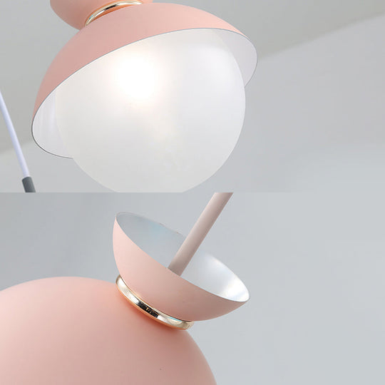 Macaron Metal Pendant Lighting - Flared Design - 1-Light - Gray/Blue/Pink - Dining Room Ceiling Light
