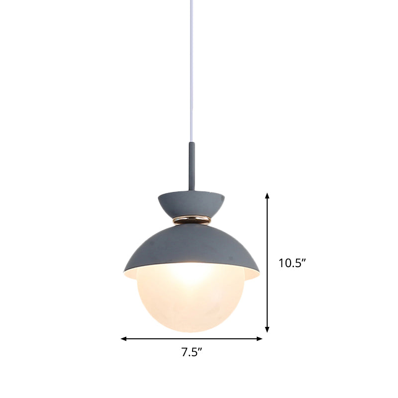 Macaron Metal Pendant Lighting - Flared Design - 1-Light - Gray/Blue/Pink - Dining Room Ceiling Light