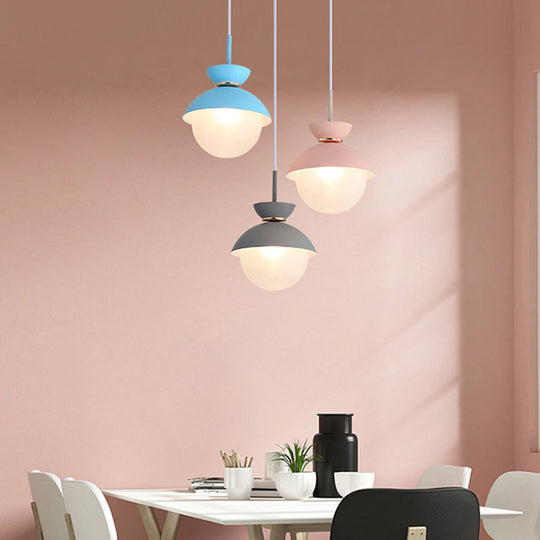 Macaron Flared Pendant Light: Gray/Blue/Pink Ideal For Dining Room