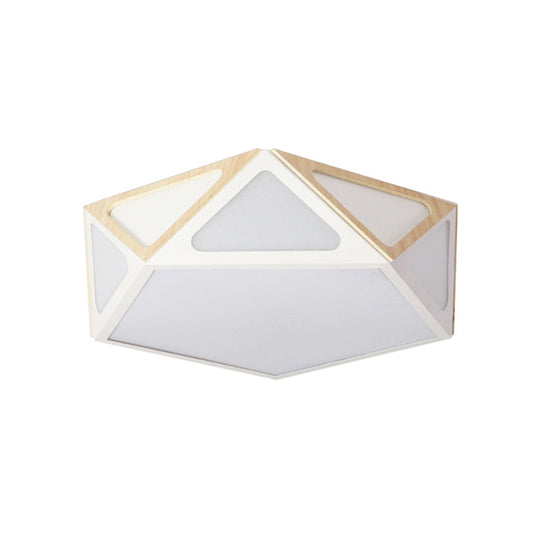 Modern Geometric Flush Light: Acrylic White/Pink/Yellow LED Ceiling Fixture, Warm/White Light, 16"/19.5" Wide