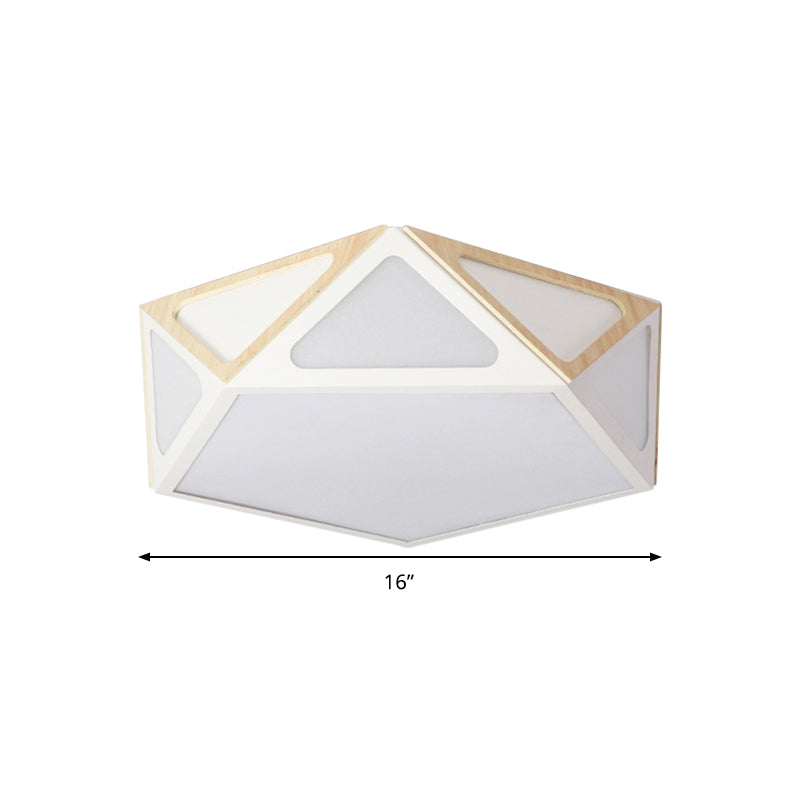 Modern Geometric Flush Light: Acrylic White/Pink/Yellow LED Ceiling Fixture, Warm/White Light, 16"/19.5" Wide