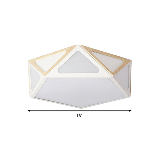 Modern Geometric Flush Light: Acrylic White/Pink/Yellow LED Ceiling Fixture, Warm/White Light, 16"/19.5" Wide