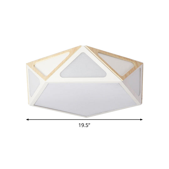Modern Geometric Flush Light: Acrylic White/Pink/Yellow LED Ceiling Fixture, Warm/White Light, 16"/19.5" Wide