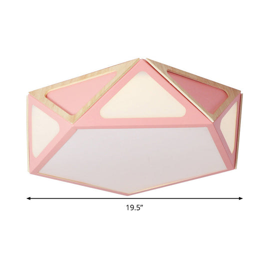 Modern Geometric Flush Light: Acrylic White/Pink/Yellow LED Ceiling Fixture, Warm/White Light, 16"/19.5" Wide