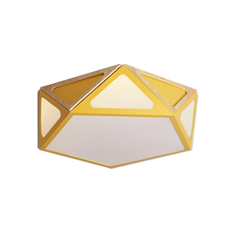 Modern Geometric Flush Light: Acrylic White/Pink/Yellow LED Ceiling Fixture, Warm/White Light, 16"/19.5" Wide