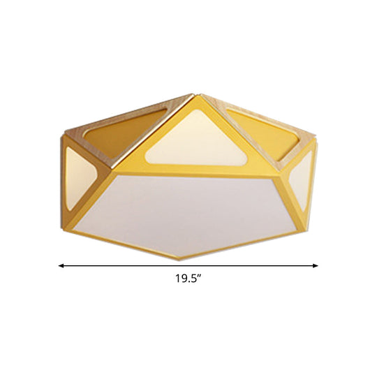 Modern Geometric Flush Light: Acrylic White/Pink/Yellow LED Ceiling Fixture, Warm/White Light, 16"/19.5" Wide