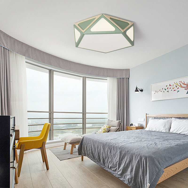 Modern Geometric Flush Light: Acrylic White/Pink/Yellow Led Ceiling Fixture Warm/White Light 16/19.5