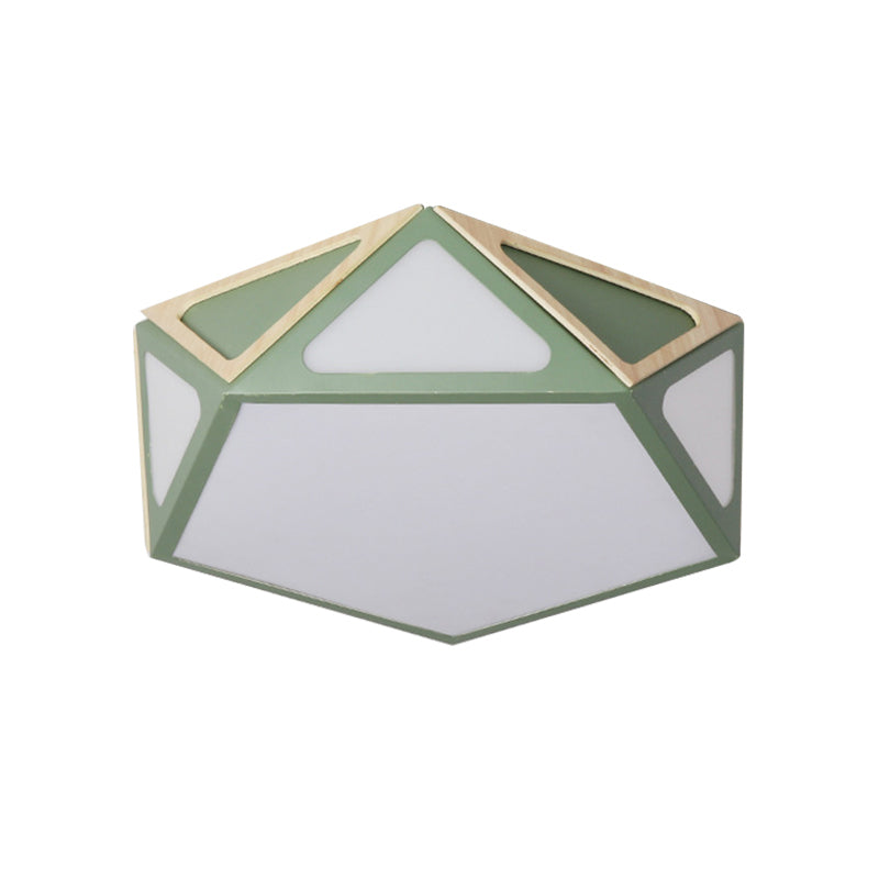 Modern Geometric Flush Light: Acrylic White/Pink/Yellow LED Ceiling Fixture, Warm/White Light, 16"/19.5" Wide