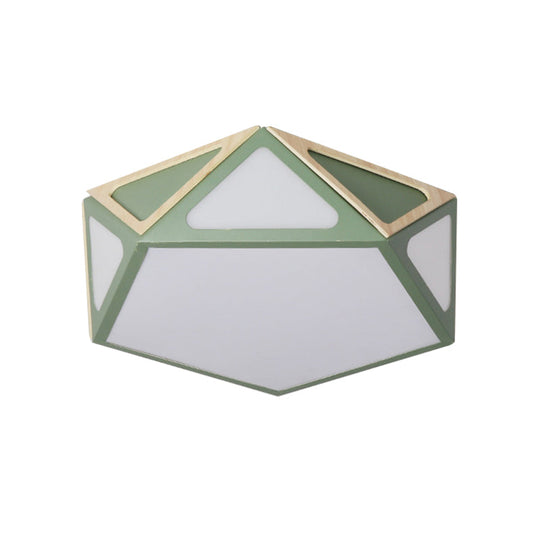 Modern Geometric Flush Light: Acrylic White/Pink/Yellow Led Ceiling Fixture Warm/White Light 16/19.5