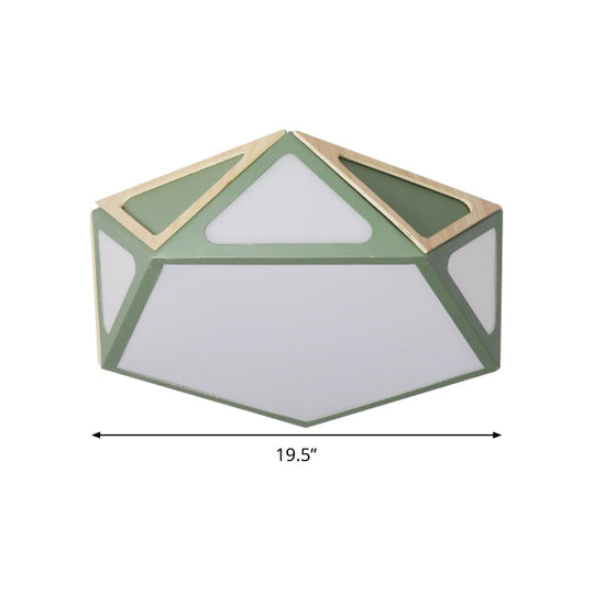 Modern Geometric Flush Light: Acrylic White/Pink/Yellow LED Ceiling Fixture, Warm/White Light, 16"/19.5" Wide