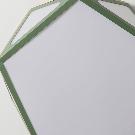 Modern Geometric Flush Light: Acrylic White/Pink/Yellow LED Ceiling Fixture, Warm/White Light, 16"/19.5" Wide