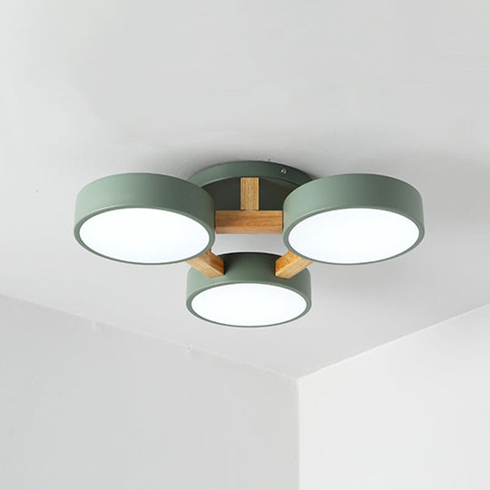 Macaron Metal 4-Head Circular Flush Mount Ceiling Light With Acrylic Diffuser - 21/24.5 Wide In