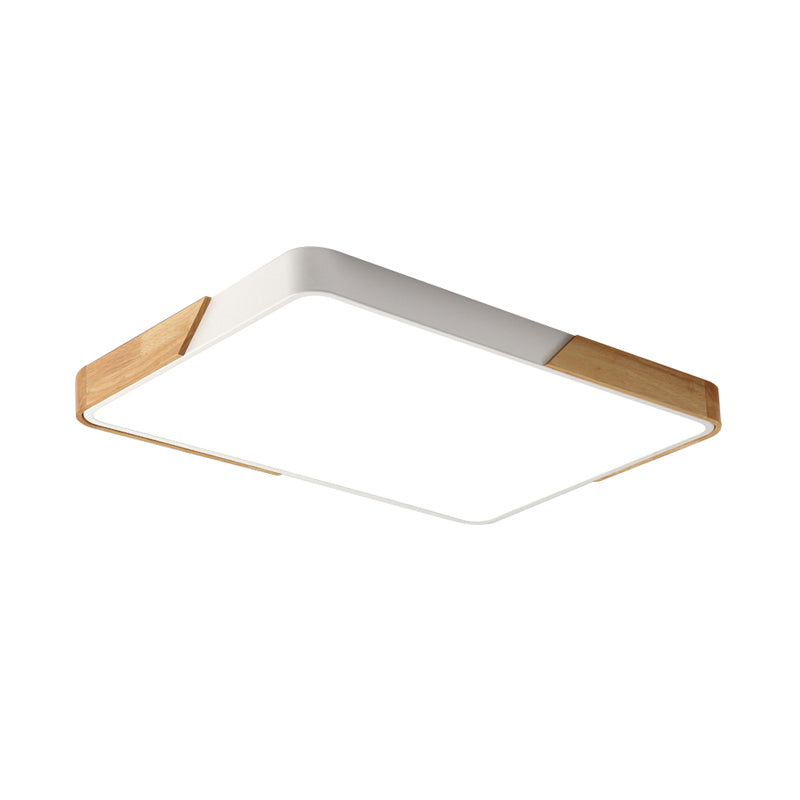 Modern Metal Flush Light: Rectangle Macaron LED Ceiling Fixture (White/Pink) with Acrylic Diffuser