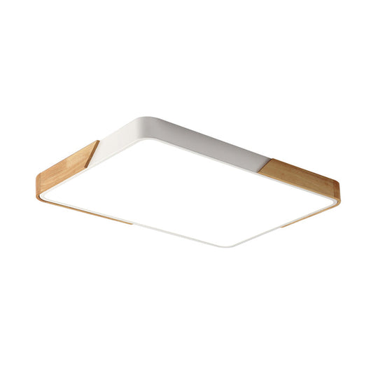 Modern Metal Flush Light: Rectangle Macaron LED Ceiling Fixture (White/Pink) with Acrylic Diffuser