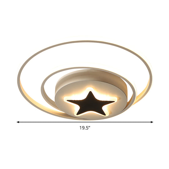 Contemporary Circle Acrylic Ceiling Fixture - Black/White, LED Flush Mount - 16"/19.5" Wide - White Light/Stepless Dimming - Remote Control