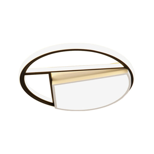 Contemporary Black & White LED Geometric Ceiling Lamp - 16"/19.5" Wide