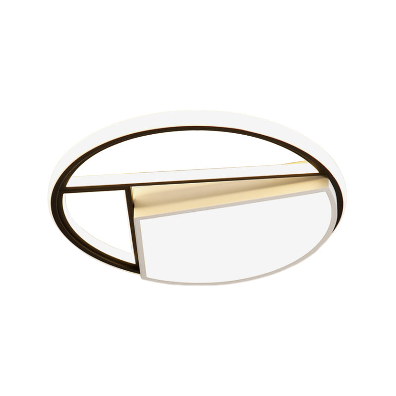 Contemporary Black & White Led Geometric Ceiling Lamp - 16/19.5 Wide