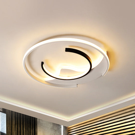 Modern Acrylic Ceiling Light: Semi-Circle Shape In Black & White Flush Mounted With Led