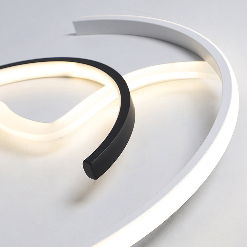 Modern Acrylic Ceiling Light: Semi-Circle Shape In Black & White Flush Mounted With Led