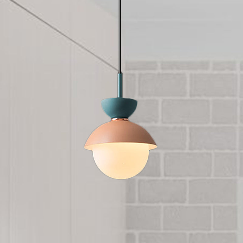 Hourglass Pendant Light: Modern Macaron Metal Design With Dual Toned Hanging Light And Globe White