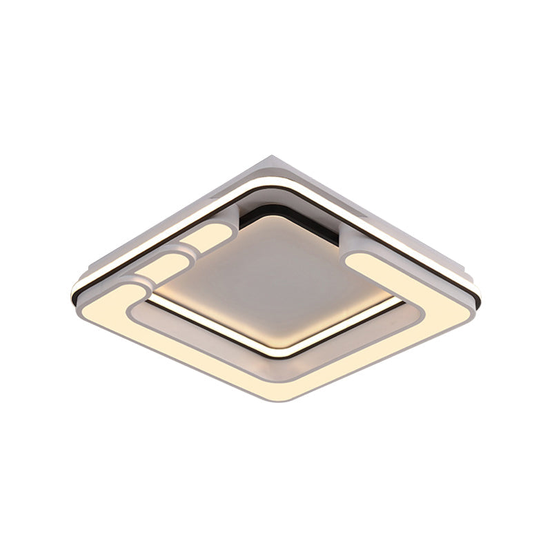 Contemporary Acrylic Led Flush Light - Square Ceiling Mounted Black & White Warm/White Illumination