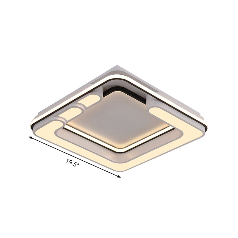 Contemporary Acrylic LED Flush Light - Square Ceiling Mounted Black & White - Warm/White Illumination