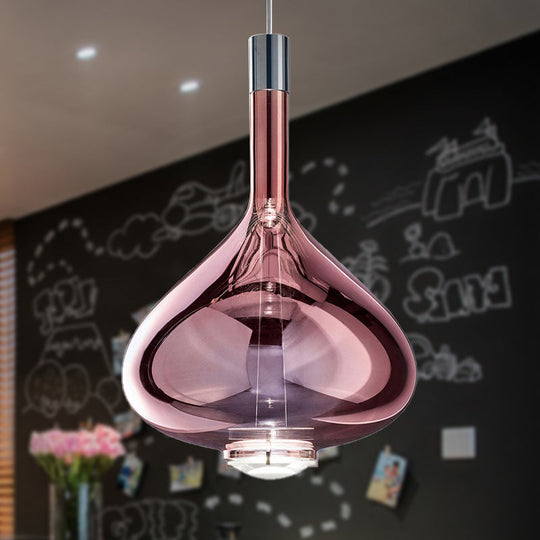 Modern Rose Gold Pendant Light With Beaker-Inspired Design - Clear/Smoke Glass Ideal For Dining Room