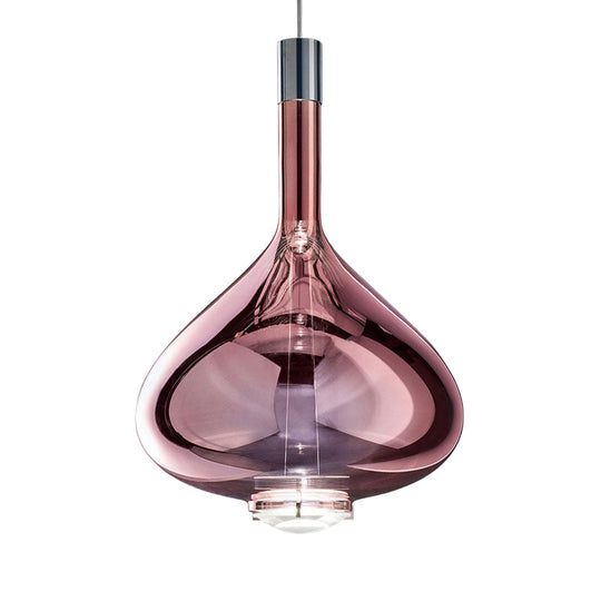 Modern Rose Gold Pendant Light With Beaker-Inspired Design - Clear/Smoke Glass Ideal For Dining Room