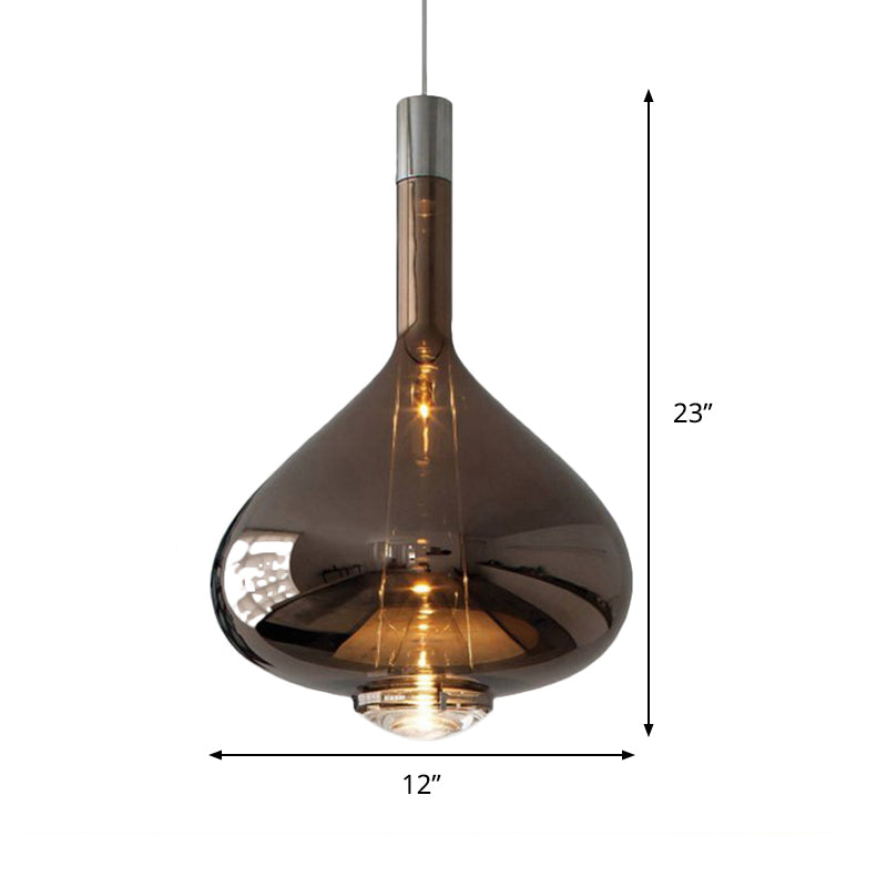Modern Rose Gold Pendant Light With Beaker-Inspired Design - Clear/Smoke Glass Ideal For Dining Room