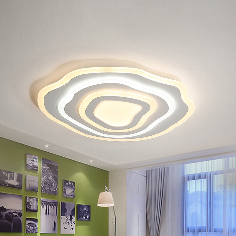 Ultra Thin Acrylic Ripple Ceiling Lamp - 19.5"/23.5" W, Simple White LED Light in Warm/White