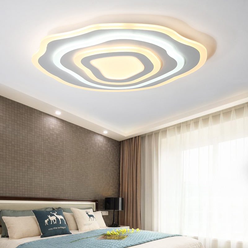 Ultra Thin Acrylic Ripple Ceiling Lamp - 19.5"/23.5" W, Simple White LED Light in Warm/White