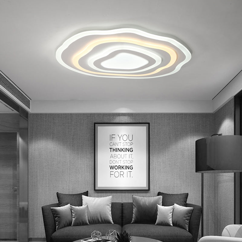 Ultra Thin Acrylic Ripple Ceiling Lamp - 19.5"/23.5" W, Simple White LED Light in Warm/White