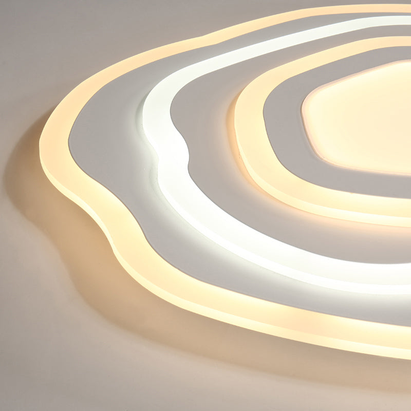 Ultra Thin Acrylic Ripple Ceiling Lamp - 19.5"/23.5" W, Simple White LED Light in Warm/White