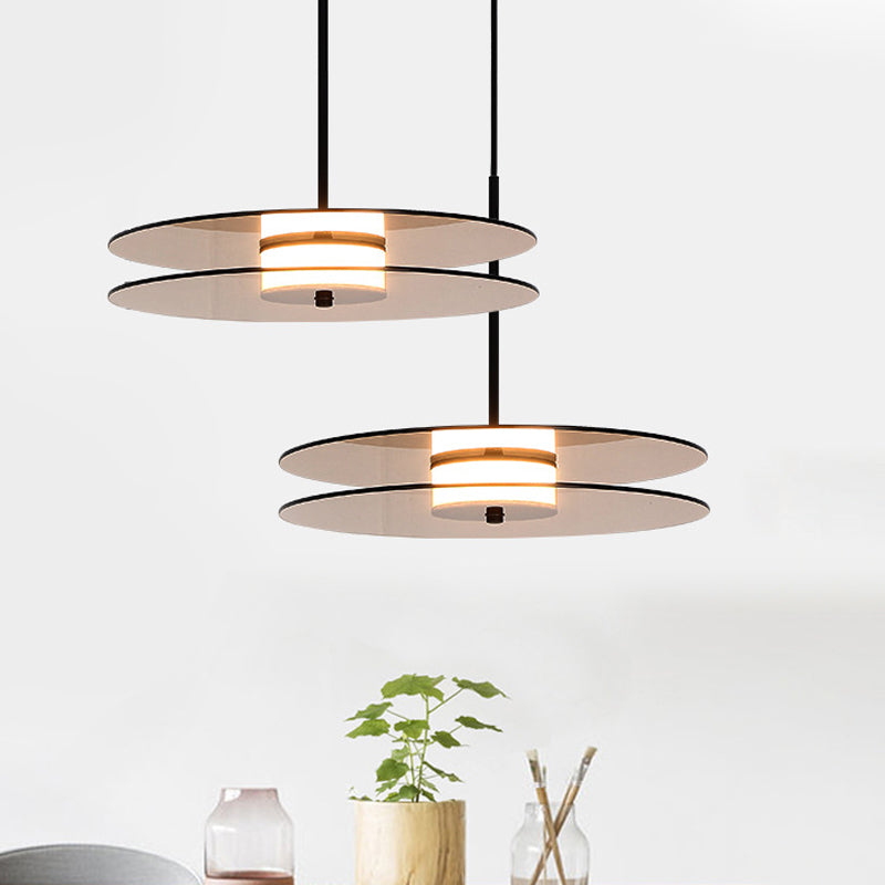 Nordic Glass Disc Pendant Light for Dining Room - Tan - 1 Light