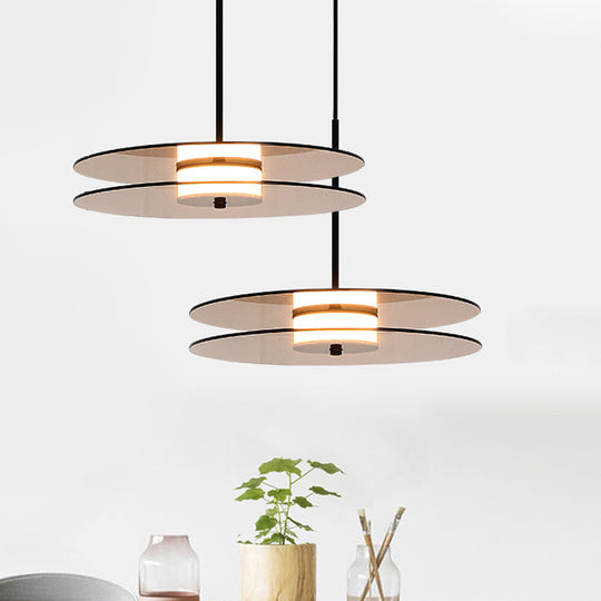 Nordic Glass Disc Pendant Light for Dining Room - Tan - 1 Light