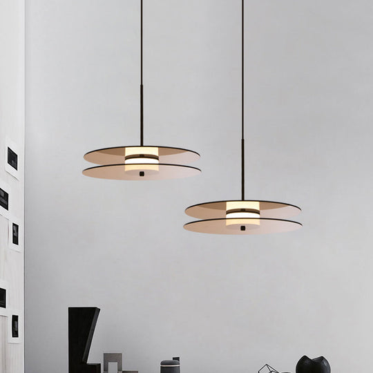 Nordic Tan Glass Disc Pendant Light Fixture - Perfect For Dining Room Ceiling
