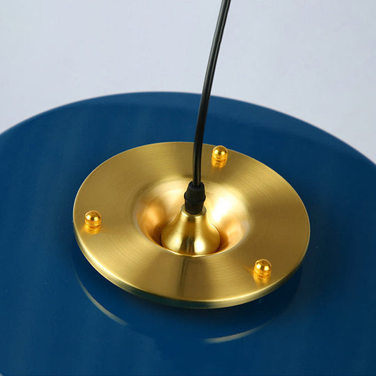 Modern Disk Pendant Light - Blue/White/Black Metal - Hanging Lamp for Bedroom