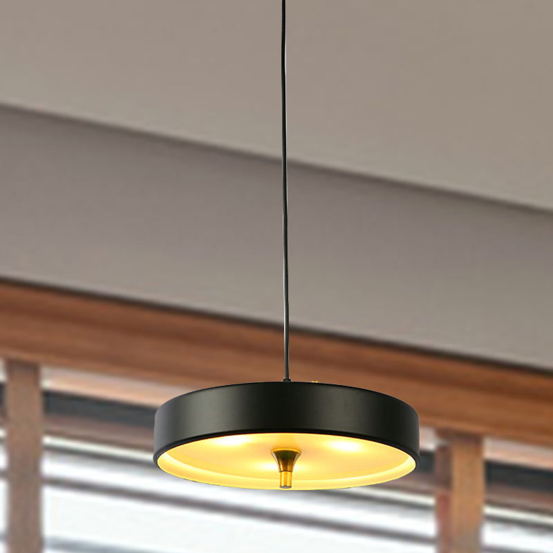 Modern Disk Pendant Light - Blue/White/Black Metal - Hanging Lamp for Bedroom