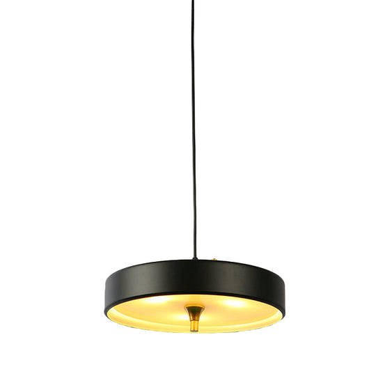 Contemporary Disk Pendant Light - Blue/White/Black Metal Bedroom Hanging Lamp