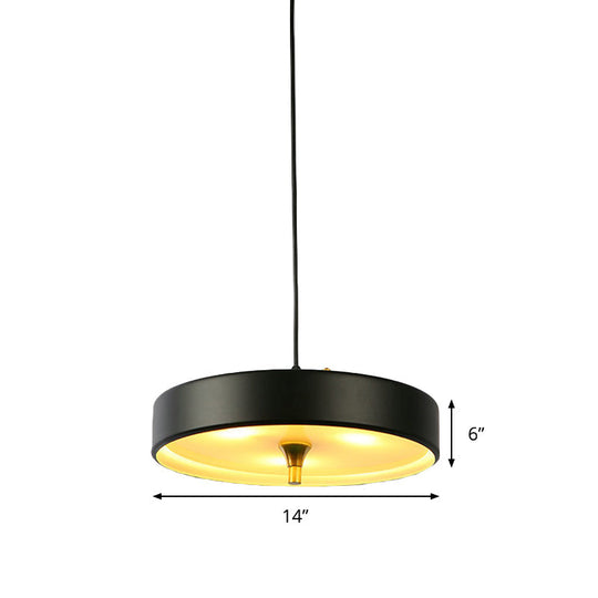 Modern Disk Pendant Light - Blue/White/Black Metal - Hanging Lamp for Bedroom